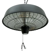 HOMCOM Chauffage radiant suspendu Ø 48 x 35H cm 2 tubes 1000/2500 W chaine + mousqueton intégrés noir(m-5)