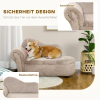 PawHut Haustiersofa für Katzen und Hunde, versteckter Stauraum, robuster Bezug, beige, 80 x 40 x 46 cm(m-5)