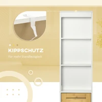 kleankin Badezimmerschrank, Badregal, 3 offene Fächer, Schrankfach mit Bambustüren, weiß, 35 x 27 x 171cm(m-6)