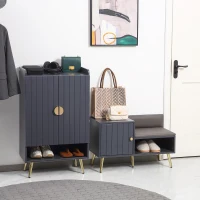 HOMCOM Shoe Storage Unit, with Padded Seat - Grey(m-2)