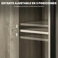 HOMCOM Juego de 2 Mesas Auxiliares para Salón con Puerta Magnética y Estante Ajustable 34x30x80 cm Marrón Grisáceo(m-5)