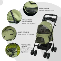 PawHut Hundewagen Hundebuggy, klappbar, 2 Sicherheitsleinen, 2 Becherhalter,  67 x 45 x 96 cm, Khaki(m-6)