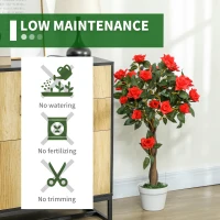Outsunny Set of 2 Artificial Plants White Rose Floral in Pot, Fake Plants for Home Indoor Decor, 90cm, Red(m-6)