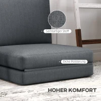 HOMCOM Faltbarer Bodensessel mit Kissen, wandelbares Polstersofa, Wohnzimmer, Gästezimmer, Büro, 75 x 268 x 18 cm, Dunkelgrau(m-5)