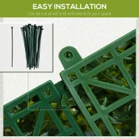 Outsunny 12PCS Artificial Boxwood Wall Panels 50cm x 50cm Grass Privacy Fence Screen Faux Hedge Greenery Backdrop Encrypted Milan Grass with White Flowers for Home Garden Backyard Balcony(m-5)