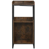 HOMCOM Casier à vin design industriel étagère à bouteilles 9 bouteilles support verres à vin intégré métal noir aspect vieux bois veinage(m-9)