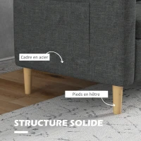 HOMCOM Canapé 2 places style contemporain pochettes sur les accoudoirs pieds en bois revêtement tissu aspect lin - gris(m-6)