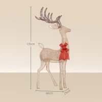 Outsunny Lighted Reindeer Christmas Decoration, Light Up Christmas Deer with 137 LED Lights for Indoor, Outdoor, Garden, Lawn, Gold Tone(m-3)