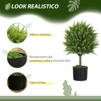 HOMCOM Pianta Finta Albero Cedro con Vaso Incluso per Interno ed Esterno, Altezza 55 cm, Verde(m-4)