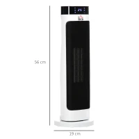 HOMCOM Ceramic Electric Space Heater, Portable Heater for Home with 3 Heat Settings, Oscillation, Adjustable Temperature, 1000W/2000W, Black(m-3)