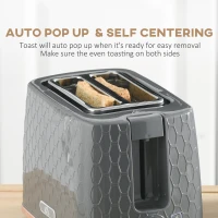 HOMCOM 1.7L 3000W Fast Boil Kettle & 2 Slice Toaster Set, Kettle and Toaster Set with Auto Shut Off, Browning Controls, Grey(m-6)