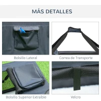 PawHut Transportín Perro Gato Bolsa de Transporte Portátil y Transpirable para Mascotas Plegable con Cojín 3 Puertas y Ventana de Malla 2 Bolsillos 80,5x57x57 cm Azul Oscuro(m-7)