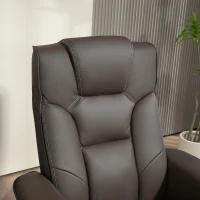 HOMCOM Sillón Reclinable con Reposapiés Tapizado en PU y Estructura de Madera Carga 150 kg Butaca para Dormitorio Marrón(m-8)