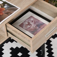 HOMCOM Bureau avec rangement table bureau Industriel bureau ordinateur avec tiroir châssis métal Noir Plateau bois chêne Clair(m-8)