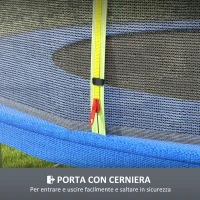 SPORTNOW Rete di Protezione per Trampolini a 8 Pali con Ingresso con Cerniera, in PE, Ø366x180 cm, Nero e Verde(m-5)