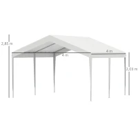 Outsunny Carpa Garaje para Coche 4x4 m Cochera Portátil Impermeable Pabellón Gazebo de Jardín Patio Exterior con Accesorios para Eventos Fiestas Metal Galvanizado Blanco(m-3)