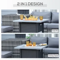 Outsunny 71 x 71cm 40000 BTU Gas Firepit Table - Black/Grey(m-4)