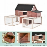 PawHut Pollaio Prefabbricato a Terra Gabbia per Galline Ovaiole con Recinto Mobile in Metallo Bianco 290x71x119cm(m-4)