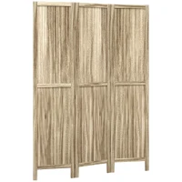 HOMCOM Paravent en bois de paulownia 3 panneaux 120 x 170 cm séparateur de pièce cloison de séparation pliable - naturel(m-1)