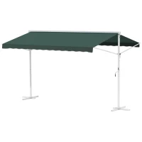 Outsunny Store Double Pente Manuel rétractable métal Polyester imperméabilisé 3,5L x 3l x 2,6H m Vert foncé(m-6)