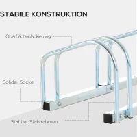 HOMCOM Fahrradständer für 5 Fahrräder, wetterfest, Wand- oder Bodenmontage, Stahl 145 x 33 x 27 cm(m-8)