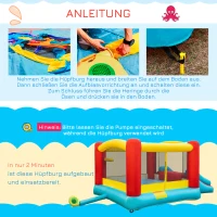 HOMCOM Hüpfburg mit Gebläse Springburg Spielburg Rutsche Spielhaus aufblasbar 420D Oxford-Gewebe Outdoor groß bunt 366 x 274 x 183 cm(m-5)