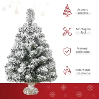 HOMCOM Árbol de Navidad Artificial 60 cm con 67 Ramas Ignífugas y Base de Cemento Decoración Navideña para Mesa Escritorio Oficina Ø32x60 cm Verde y Blanco(m-4)