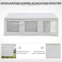 Outsunny Pavillon Partyzelt  3x6m Garten Festzelt Gartenpavillon mit 4 Seitenwänden Fenster Polyester+Metall Weiß(m-5)