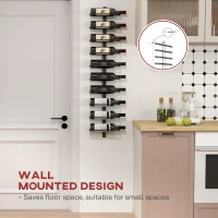 HOMCOM 10-Tier Wall Mount Wine Rack, Steel Wall Wine Rack for 10 Wine Bottles, Wall Wine Display Rack for Kitchen, Dining Room, Home Bar, Black(m-5)