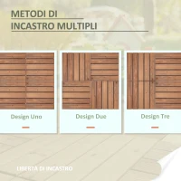 Outsunny Piastrelle per Esterni Pavimento in Legno, Set 27 Pezzi Montaggio a Incastro, 30x30x2.5cm(m-4)