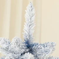 HOMCOM 5ft Flocked Artificial Christmas Tree with 450 Snow Frosted Tips, Metal Stand, Snowy Hinged Xmas Tree, Blue(m-8)