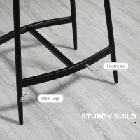 HOMCOM Breakfast Bar Stools Set of 2, Microfibre Upholstered Barstools, Industrial Bar Chairs with Curved Seat and Steel Frame for Dining Room, Kitchen, Grey(m-7)