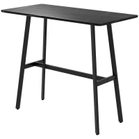 HOMCOM Tavolo da Bar Rettangolare per 4 Persone in MDF e Metallo, 118x58x98 cm, Nero(m-10)