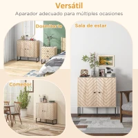 HOMCOM Aparador de Cocina Armario Buffet con 2 Puertas y Estantes Estilo Moderno 80x29,5x80 cm Madera Natural(m-4)