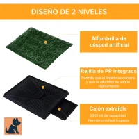 PawHut Inodoro para Perros con Césped Artificial y Bandeja Extraíble Orinal para Entrenamiento de Cachorros 51x63x6 cm Verde(m-4)