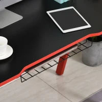 HOMCOM Gaming Desk Computer Table Stable Steel Frame with Cup Holder Headphone Hook, Cable Basket, Black(m-9)