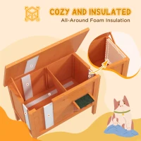 PawHut Feral Cat House, Wooden Insulated with Removable Floor, Water-Resistant Openable Roof - Orange(m-4)