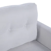 HOMCOM Canapé 2 Places Grand Confort dim. 140L x 78l x 83H cm Coussin déco. Inclus Pieds Bois Massif Eucalyptus Tissu Lin Gris Clair(m-8)