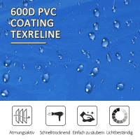 Outsunny Campingbett Klappbar für 2 Personen Feldbett Klappbett mit Tragetasche bis 136 kg belastbar Stahl Oxford Blau+Schwarz 193 x 125 x 40 cm(m-4)