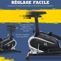 HOMCOM Vélo elliptique vertical vélo d'appartement 2 en 1 écran LCD multifonction hauteur & résistance réglable acier noir(m-5)