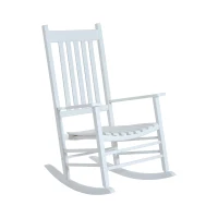 Outsunny Outdoor Porch Rocking Chair Armchair Wooden Patio Rocker Balcony Deck Garden Seat White(m-1)