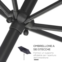 Outsunny Ombrellone da Giardino 2.6x2.4 m Inclinabile con Manovella, in Alluminio e Poliestere Grigio e Nero(m-8)