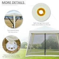 Outsunny 3 x 3 meter Outdoor Gazebo Garden Canopy Tent Sun Shade Event Shelter with Mesh Screen Side Walls, White(m-6)