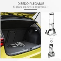 DURHAND Carretilla de Mano Portátil para Escalera con Ruedas Carga 70kg Carretilla Plegable para Entrega Almacenes Mercado Viajar Mudarse(m-6)