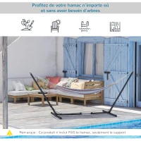 Outsunny Support Pied de hamac réglable Structure Robuste métal époxy Noir dim. 3,08-3,80L x 1,09l x 1,16H m(m-6)