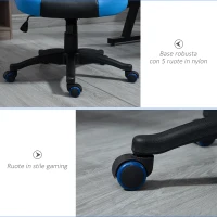 Vinsetto Sedia da Gaming Poltrona da Ufficio Girevole con Rotelle in Similpelle(m-6)