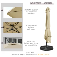 Outsunny 3m Cantilever Parasol, with Four-Position Canopy - Khaki(m-4)