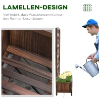Outsunny  Hochbeet Blumenständer Garten Pflanzkasten mit Rankgitter Holz Rankkasten Braun 60 x 30 x 122,5 cm(m-5)