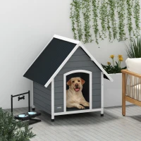 PawHut Outdoor Dog Kennel, Wooden Dog House, with Removable Floor, Anti-Corrosion Wood, for Large Dogs, 106.5H x 110W x 98Dcm(m-10)