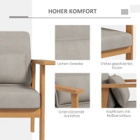 HOMCOM Sessel Akzentsessel Polstersessel, inkl.1 Kissen, 70 cm x 72 cm x 76 cm, Beige + Natur(m-5)
